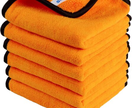 MR.SIGA Professional Premium Microfiber Towels for Cars, Dual-Sided Car Washing and Detailing Towels, Gold, 15.7 x 23.6 inch, 6 Pack