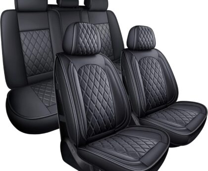 MIROZO Seat Covers Full Set,Car Seat Covers Black Car Seat Protector Waterproof Automotive Seat Covers fFront and Back Fit for Most Sedan, Truck and SUV for Elantra Sonata CRV Accord Chevy Equinox