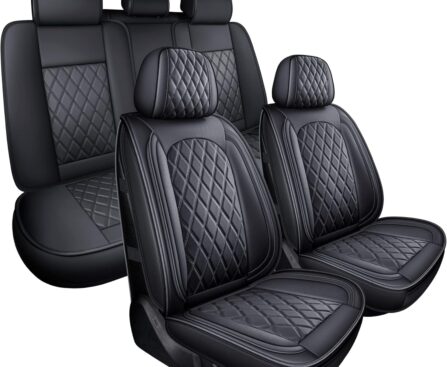 MIROZO Seat Covers Full Set,Car Seat Covers Black Car Seat Protector Waterproof Automotive Seat Covers fFront and Back Fit for Most Sedan, Truck and SUV for Elantra Sonata CRV Accord Chevy Equinox