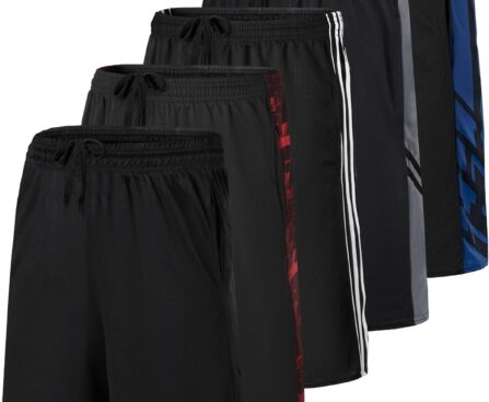 Real Essentials 5 Pack: Boys’ Mesh Basketball Athletic Shorts with Pockets – Teen Kids Youth Quick Dry Soccer Running Gym