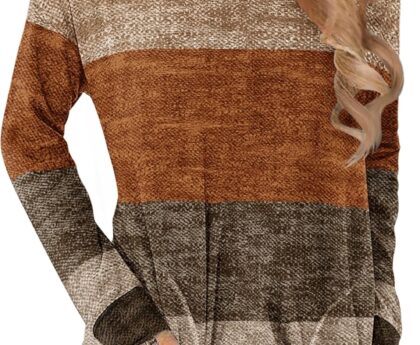 Zeagoo Women’s Long Sleeve Shirts Basic Crewneck Blouses Dressy Casual Loose Tunic Tops with Pockets S-XXL