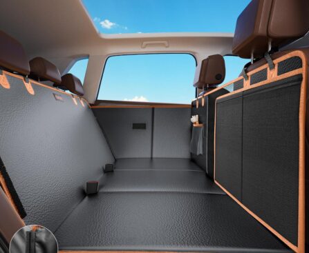 FURTIME Dog Car Seat Cover for Back Seat, Upgraded PU Leather Back Seat Extender with Hard Bottom Holds 400LBS, Waterproof Anti-Scratch, Large Space Back Seat Cover for Car, SUV, Small Truck