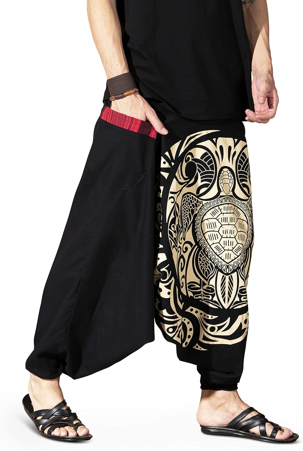 Boho Pants Elastic Ankle Harem for Men, Oversized Exercise Pajama Jogger Loose Boho Aladdin Pant