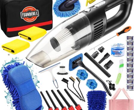 51 Pcs Car Cleaning Kit,Handheld Vacuum with 8000Pa Suction, Car Interior Detailing Kit with Detailing Brush set, Car Detailing Kit, Cleaning Gel, Car Cleaning Supplies, Car Accessories for Men/Women