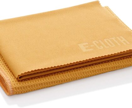 E-Cloth Microfiber Window Cleaning Cloth Kit – Glass Cleaning Cloth for Windows, Mirrors, Cars, Lenses, Eyeglasses, & More, Streak Free Clean, Machine Washable Reusable Towel – Tangerine Orange