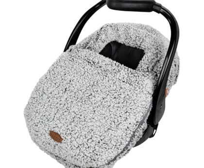JJ Cole Winter Baby Car Seat Cover – Winter Car Seat Cover for Baby Seat or Stroller – Infant Car Seat Covers with Warm Sherpa Lining – Cuddly Gray