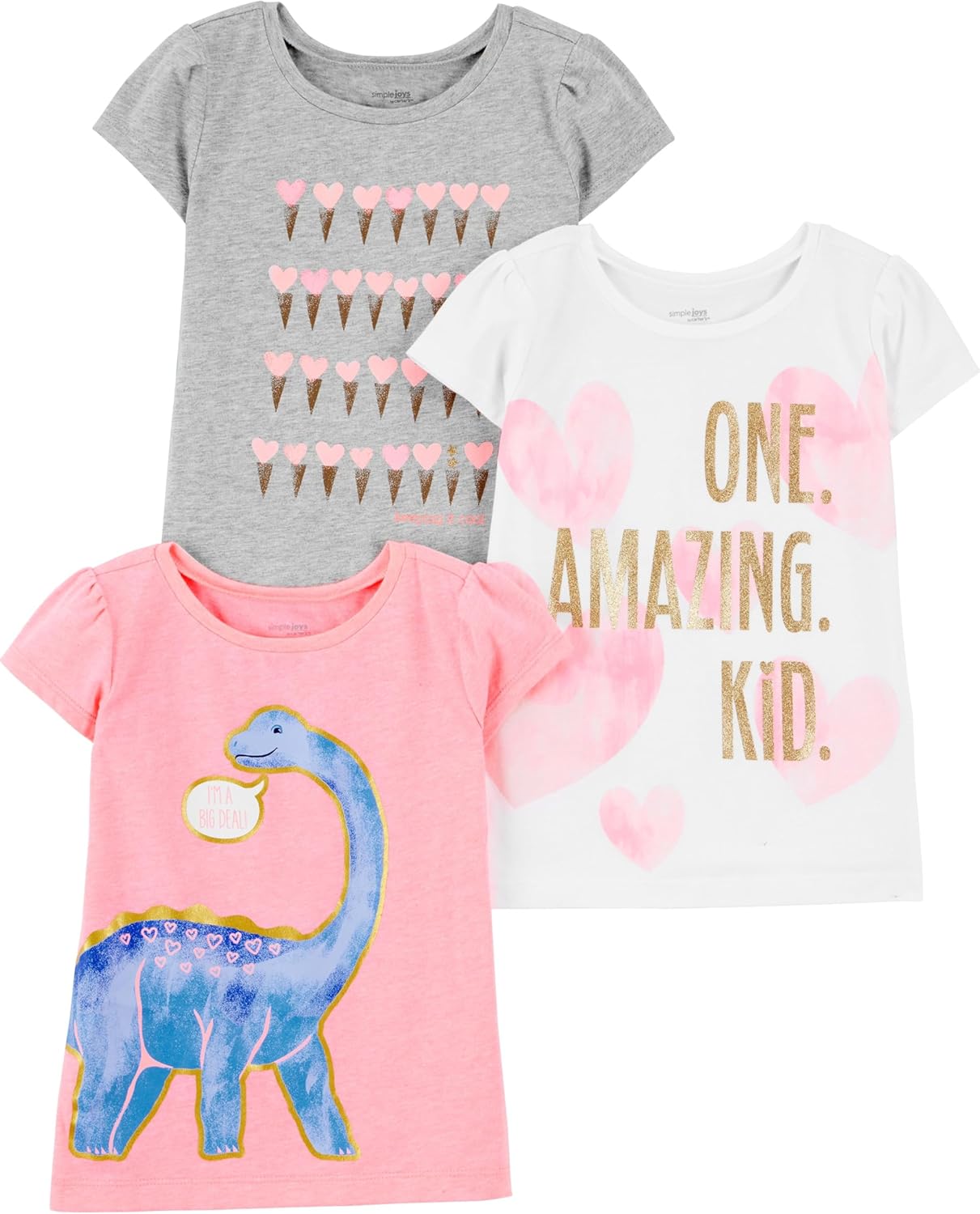 Simple Joys by Carter’s Girls Short-Sleeve Shirts and Tops, Pack of 3