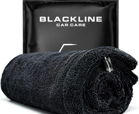 Blackline 24″x36″ Twisted-Loop Car Drying Towel, 1300GSM, Streak Free, Lint Free, Reusable – Car Accessories, Microfiber Cleaning Cloth for Car, Truck, SUV – One Pass is All You Need