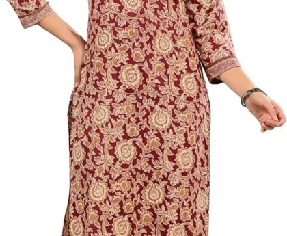 Ramkudi Womens Cotton Kurti – Printed Straight Fit Casual Wear | Daily Wear Indian Style Kurtis for Office, College & Outings