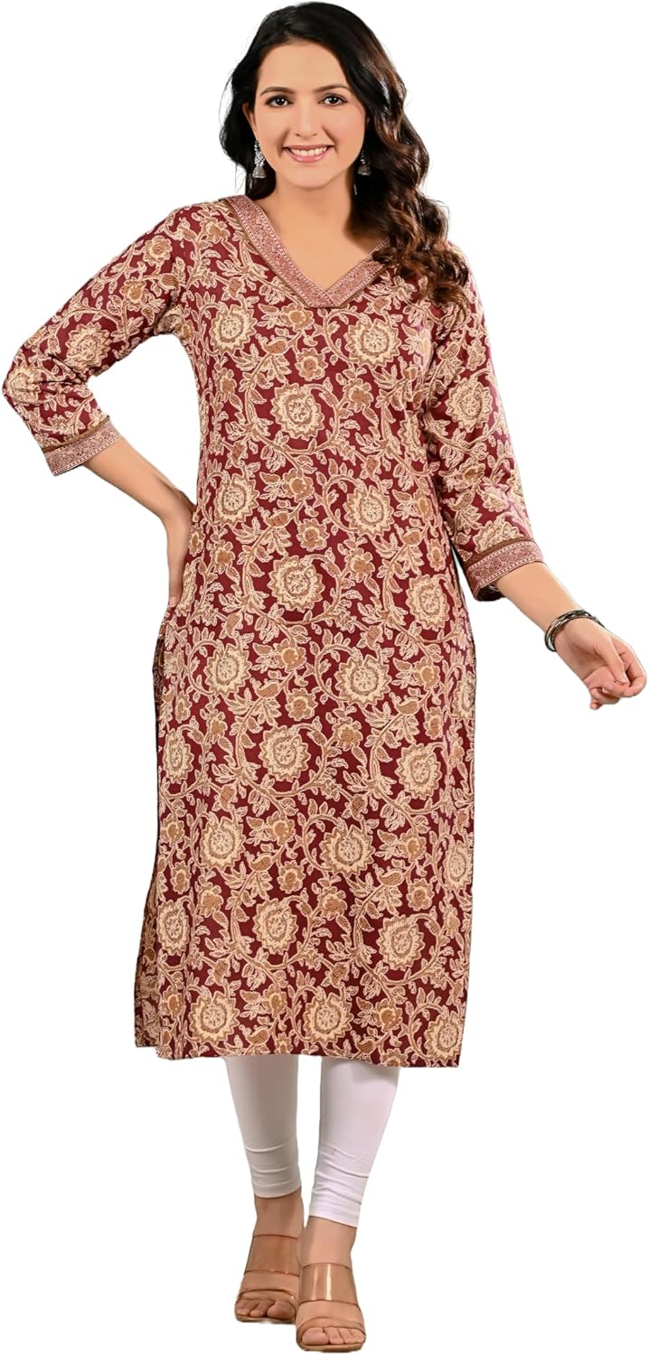 Ramkudi Womens Cotton Kurti – Printed Straight Fit Casual Wear | Daily Wear Indian Style Kurtis for Office, College & Outings