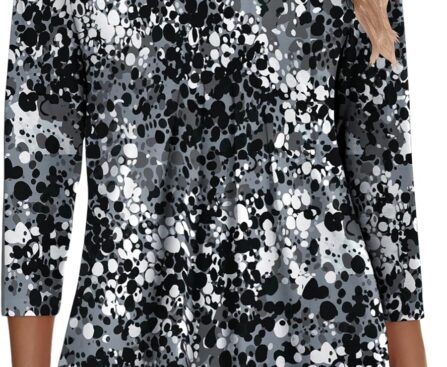 Zeagoo 3/4 Sleeve Tops for Women Crew Neck Blouses Pleated Casual Shirts Fall Work Clothes 2025