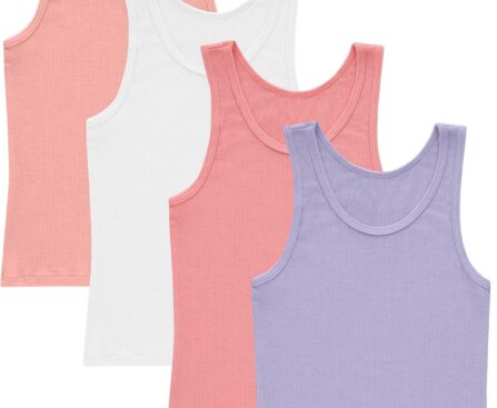Hanes Girl’s Originals Tank Pack, Supersoft Tank Top for Girls, Modal Stretch Rib Tanks, 4-Pack