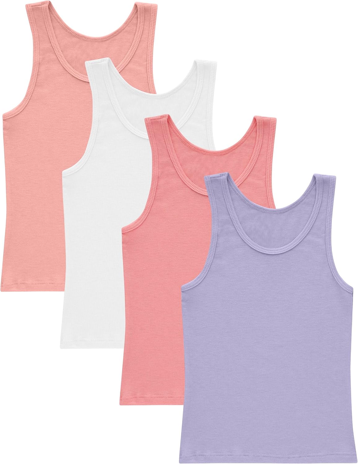 Hanes Girl’s Originals Tank Pack, Supersoft Tank Top for Girls, Modal Stretch Rib Tanks, 4-Pack