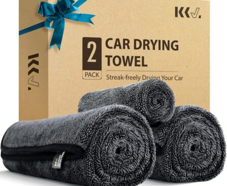 KKV 2-Pack Microfiber Towels (35″x 24″) Extra Large Ultra Absorbent Drying Towel for Cars and Trucks, Without Streaks, Scratches, or Water Spots