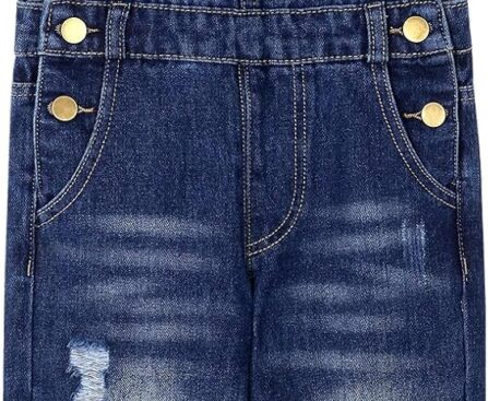Little Girls Boys Denim Jean Overalls,Kids Toddler Ripped Denim Overall Pants