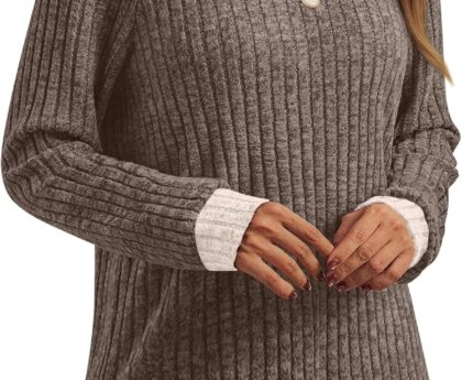 AUTOMET Womens Long Sleeve Tops Winter Clothing 2025 Dressy Casual Tunic Sweaters Fall Fashion Color Block Shirts