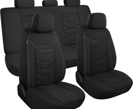 3D Air-Mesh Car Seat Covers Full Set, Breathable and Split Bench Compatible Seat Covers for Cars, Universal Car Interior Covers for Most Cars Sedan Truck SUV(Black)