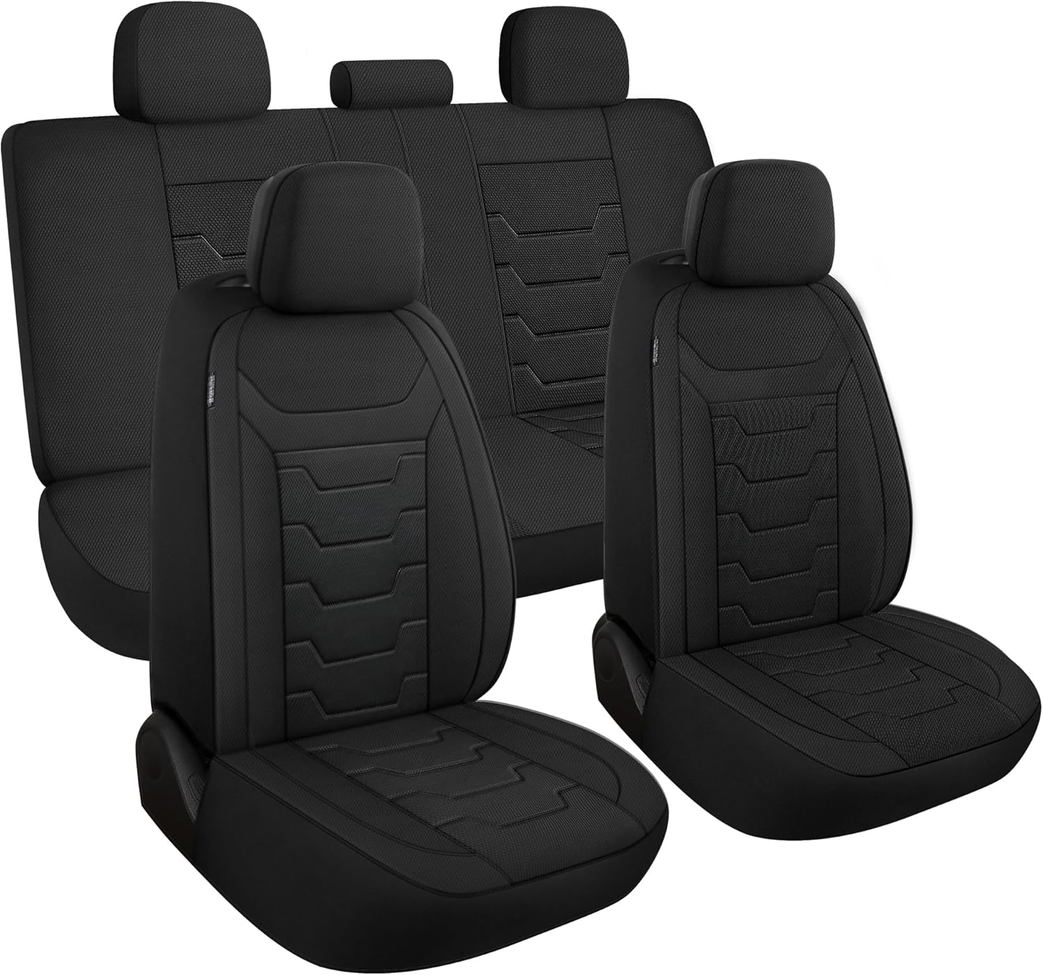 3D Air-Mesh Car Seat Covers Full Set, Breathable and Split Bench Compatible Seat Covers for Cars, Universal Car Interior Covers for Most Cars Sedan Truck SUV(Black)