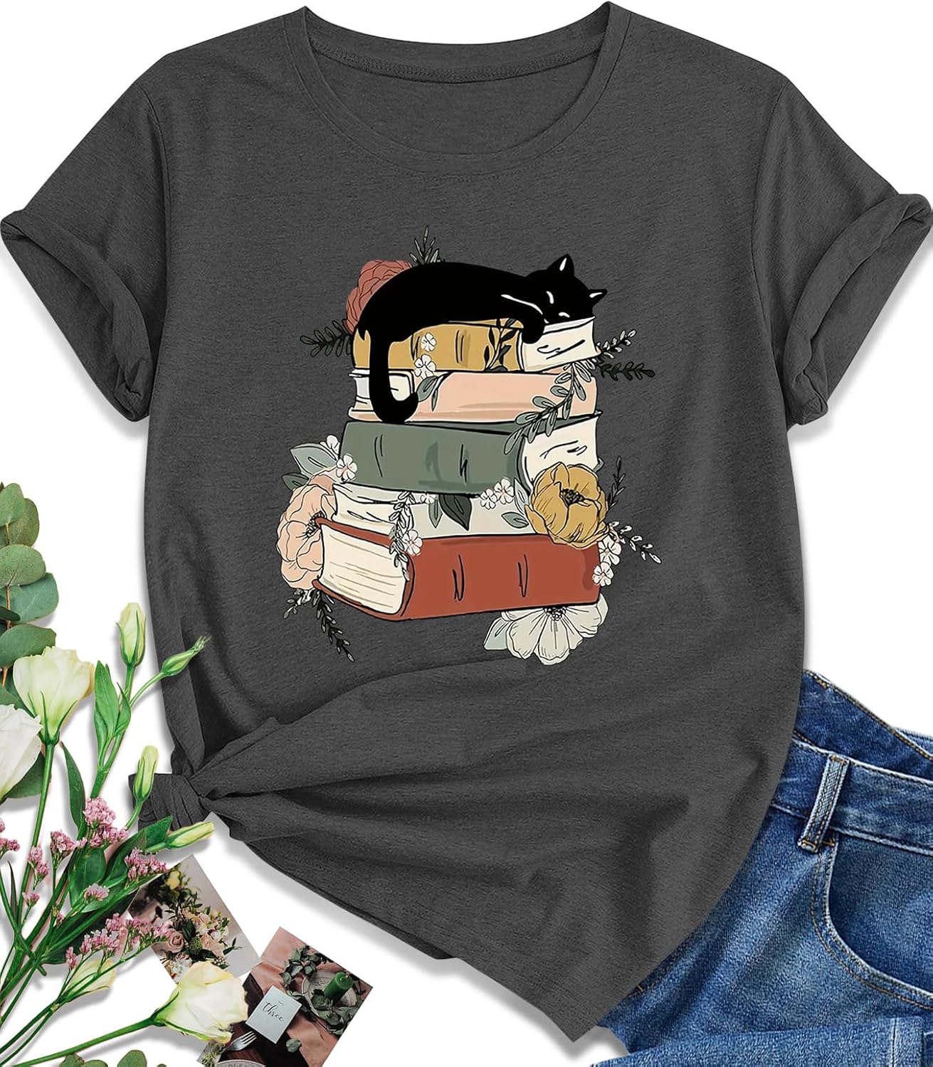 EUOW Tshirts for Womens Graphic Summer Tees Short Sleeve Loose Fit Trendy Tops