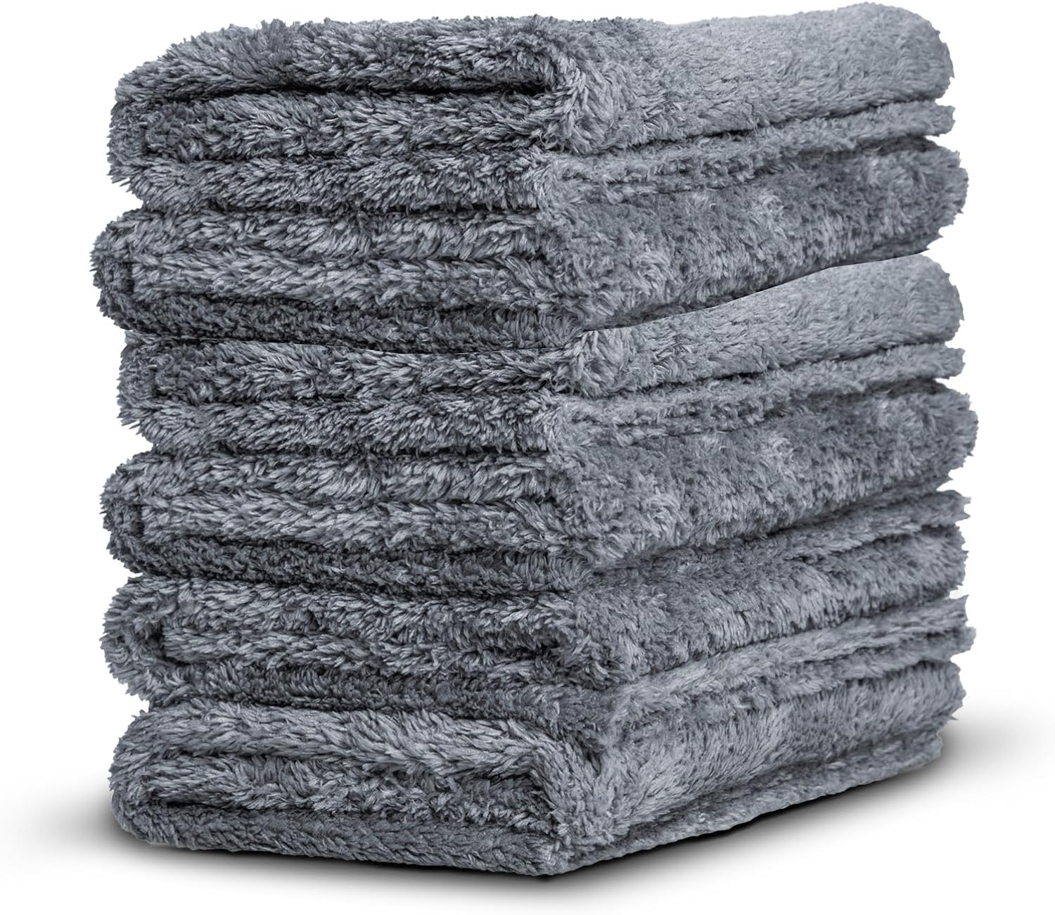 Adam’s Borderless Grey Microfiber Towel (6pk) – Premium Ultra Soft Car Detailng Towel Cloths, 480gsm – Safe for Car Wash, Home Cleaning & Pet Drying Cloths (16 Inch x 16 Inch)
