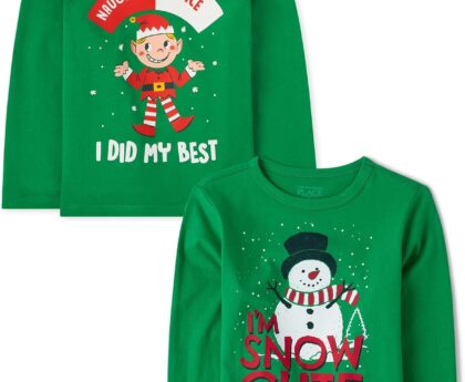 The Children’s Place Unisex-Baby and Toddler All Holidays,Birthdays Long Sleeve Graphic T-Shirts,2 Pack