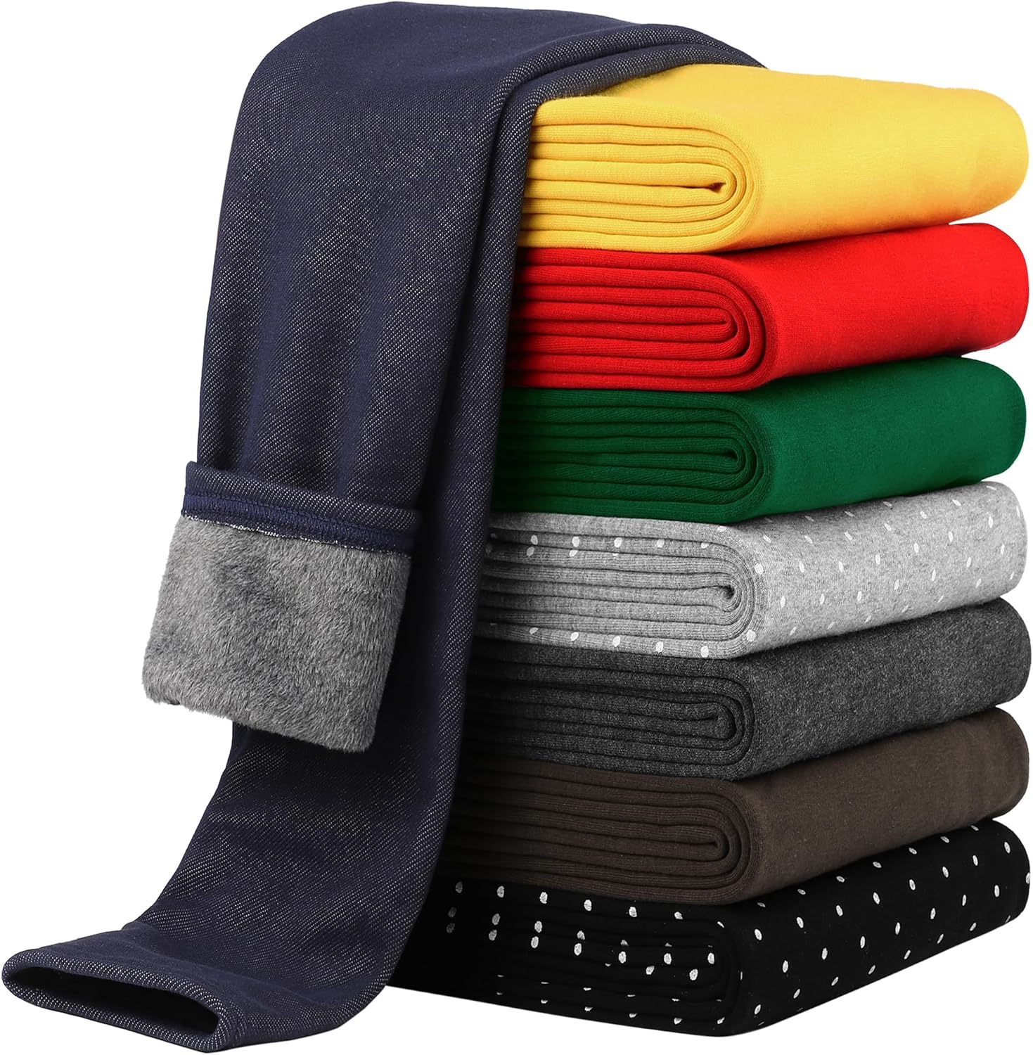 Cooraby Girls Cotton Fleece Lined Leggings Thick Thermal Pants Kids Basic Full Length Tights Winter Warm Clothes