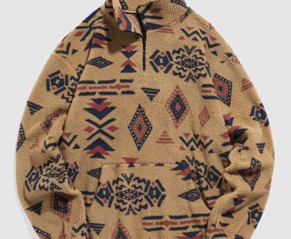 ZAFUL Men’s Half Zip Sweatshirt Faux Shearling Kangaroo Pocket Drop Shoulder Pullovers Tops