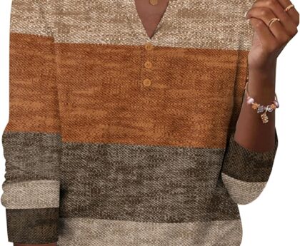 Zeagoo Long Sleeve Shirts for Women Casual V Neck Fall Tops Dressy Summer Work Blouses Clothes