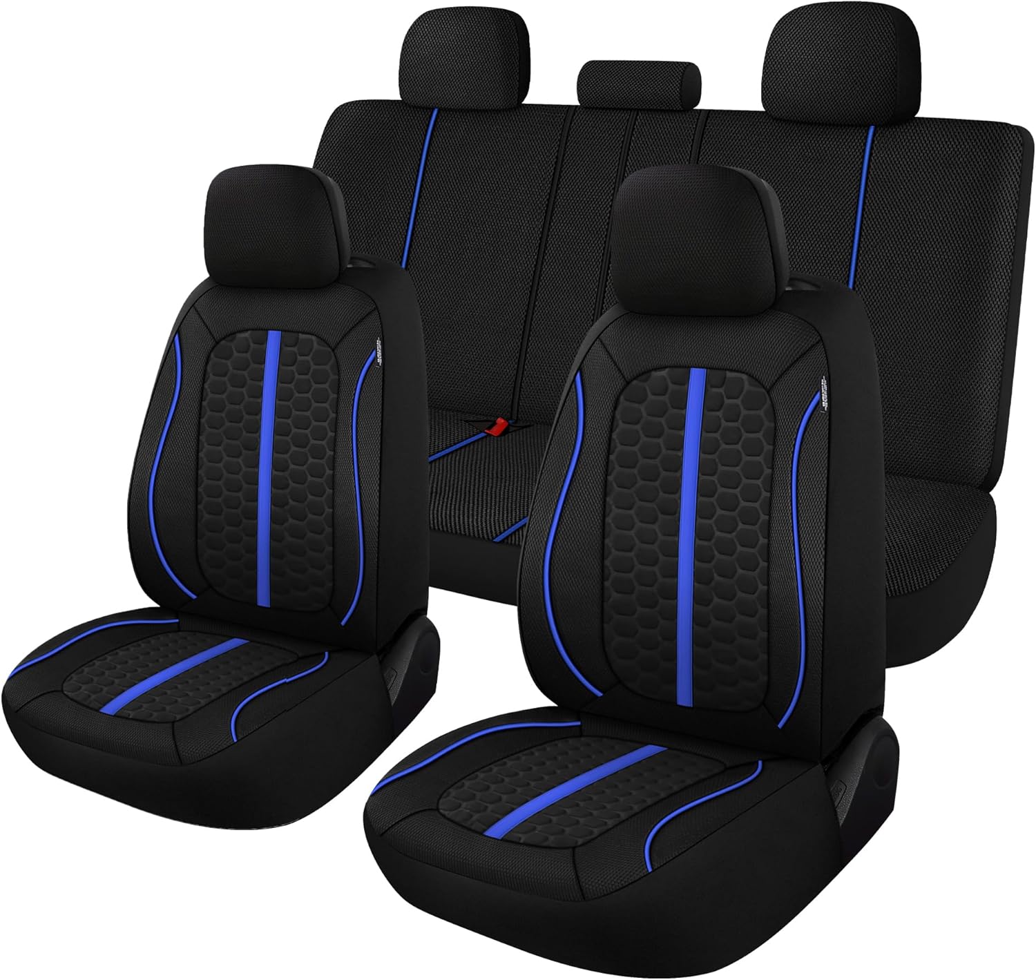 Breathable Premium Car Seat Covers Full Set，3D Air-Mesh Seat Covers for Cars，Comfortable Safety Airbag Compatible，Universal for Most Cars Sedan Truck SUV(Black/Blue)