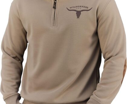 Men’s Aztec Quarter Zip Pullover Fleece-Lined Western Country Cowboy Vintage Graphic Sweatshirt (S-XXL)