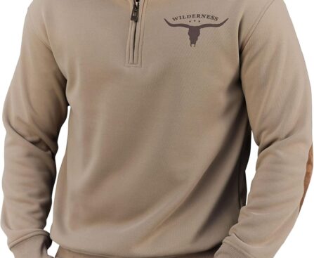 Men’s Aztec Quarter Zip Pullover Fleece-Lined Western Country Cowboy Vintage Graphic Sweatshirt (S-XXL)
