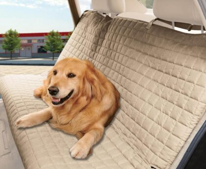 Elegant Comfort Premium Pet Car Seat Cover for Back Seat, Luxury Microfiber Car Seat Protector, Heavy Duty and Durable, Non-Slip and Waterproof Car Seat Cover for Trucks, Cars, and SUVs, Cream