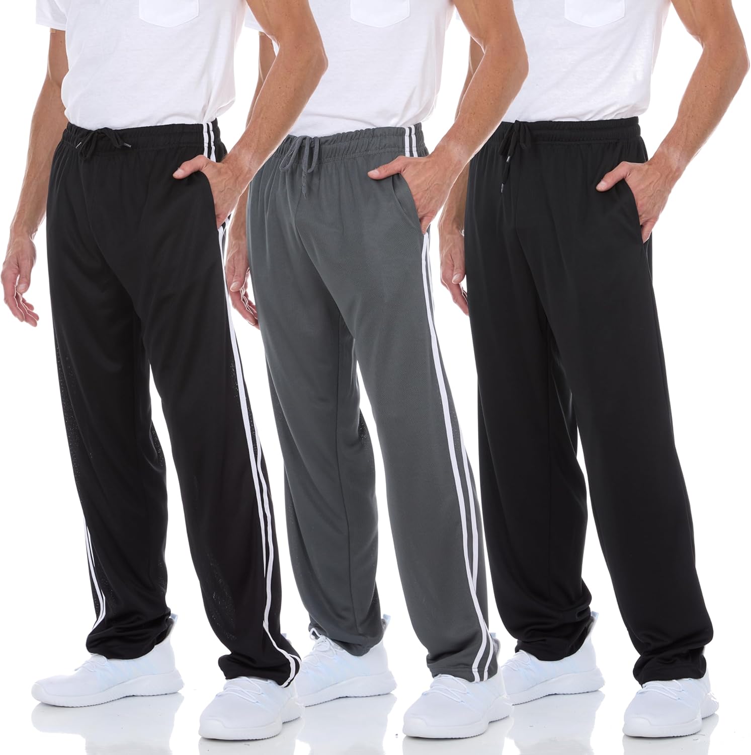 DARESAY 3 Pack: Mens Athletic Pants with Pockets, Mens Sweatpants, Men’s Lightweight & Breathable Joggers (Up to 3XL)