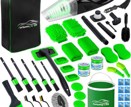 47PCS Car Detailing Kit Interior Cleaner, Car Cleaning Kit, Car Vacuum Car Interior Detailing Kit, Car Wash Kit with Bucket Auto Detailing Brush Set Car Accessories for Motorcycle, Cars, Bikes, Wheels