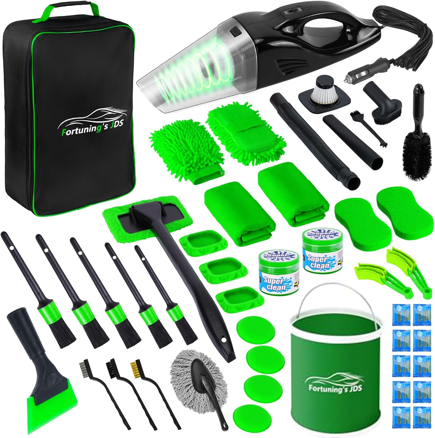 47PCS Car Detailing Kit Interior Cleaner, Car Cleaning Kit, Car Vacuum Car Interior Detailing Kit, Car Wash Kit with Bucket Auto Detailing Brush Set Car Accessories for Motorcycle, Cars, Bikes, Wheels