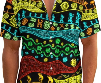 Hawaiian Shirts for Men Funny Print Short Sleeve Summer Casual Button Down Shirts for Beach Cruise Vacation