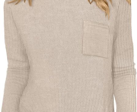 WIHOLL Long Sleeve Shirts for Women Waffle Knit Trendy Fall Fashion 2025 Dressy Casual Blouses Teacher Outfits