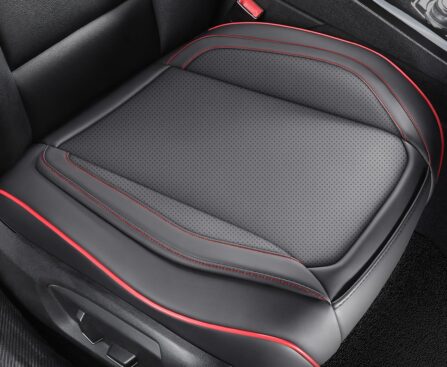 CAPITAUTO Seat Covers Front PU Leather Car Seat Covers,2Pcs Universal Bottom Seat Covers for Cars,Storage Bags,Full Wrapping Edge Fits 95% of car (1 Pair Bottom,Red&Black)