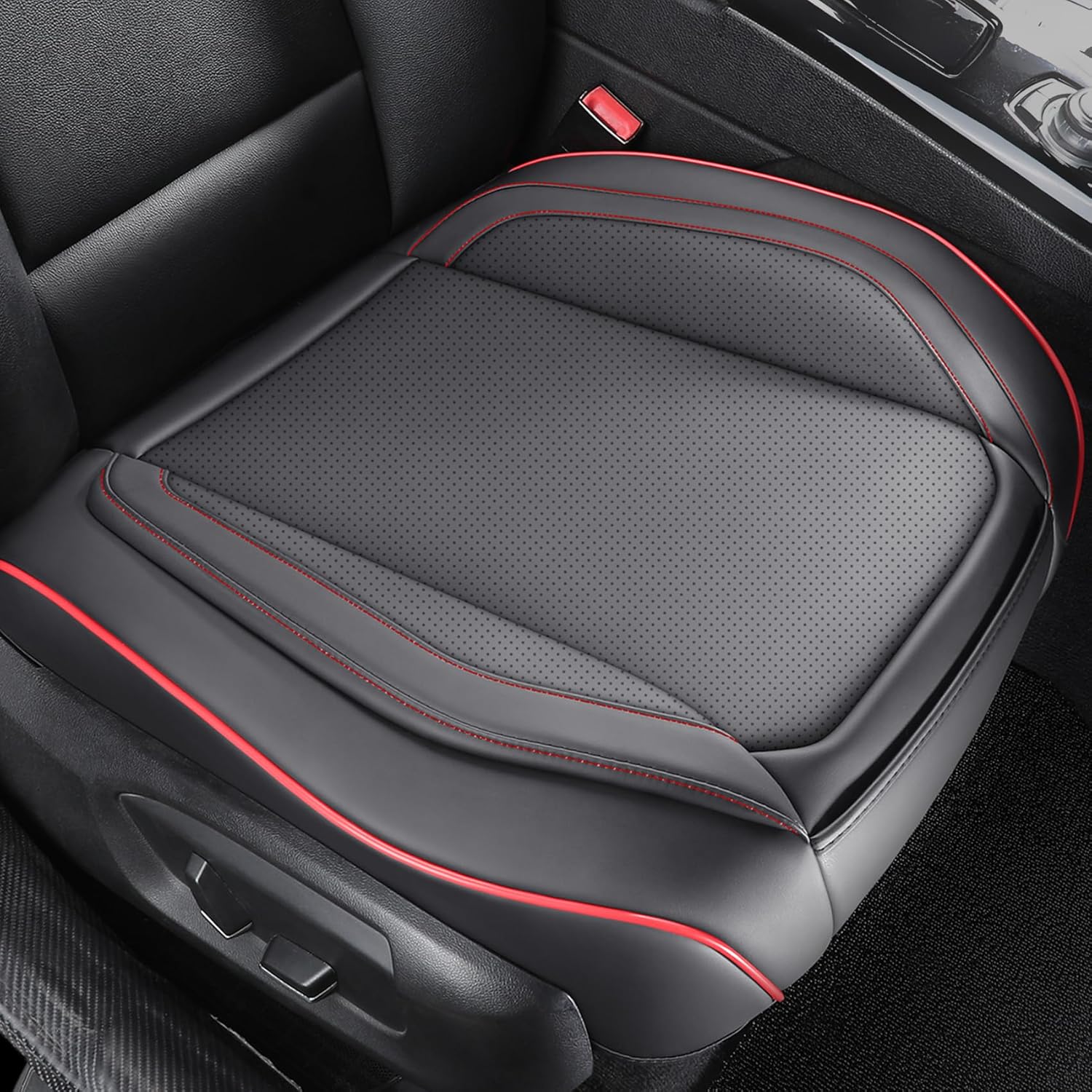 CAPITAUTO Seat Covers Front PU Leather Car Seat Covers,2Pcs Universal Bottom Seat Covers for Cars,Storage Bags,Full Wrapping Edge Fits 95% of car (1 Pair Bottom,Red&Black)