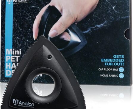 Analan Mini Pet Hair Remover for Car Detailing Supplies, Carpet Dog Hair Remover for Car Interior, Triangle Dog Hair Remover for Auto Detailing, Couch, Furniture, Lint, Carpet (Jet Black)