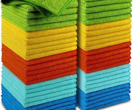 AIDEA Microfiber Cleaning Cloth, 50PK, Microfiber Towels for Cars, Premium Wash Cloths, Dusting Cloth Cleaning Rags, Absorbent Towels for SUVs, House, Kitchen, Window, Cleaning Supplies12×12″