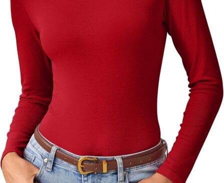 Turtleneck Tops for Women – Long Sleeve Shirts Stretch Slim Fit Fall Fashion Basic Underwear Top Winter Clothes 2025