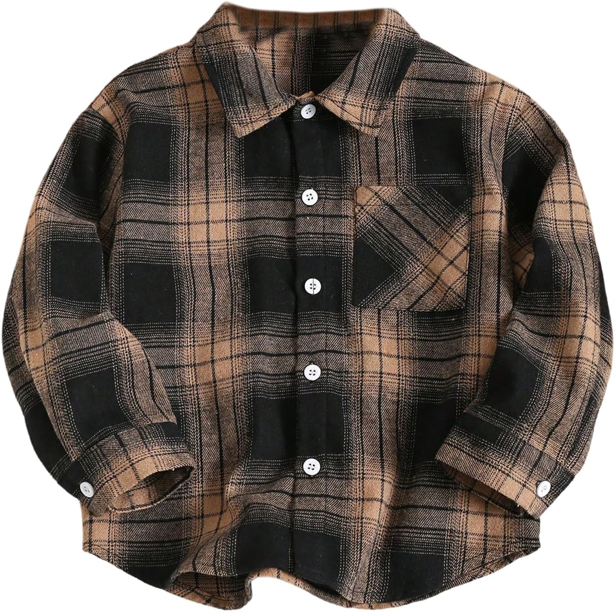 MakeMeChic Toddler Boy’s Plaid Print Button Down Tee Long Sleeve Collared Y2K Rugby Shirt