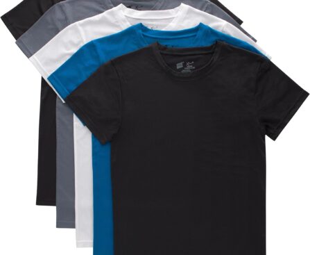 Hanes Boys’ Big Originals Performance Mesh Tween T-Shirt Pack, Stretch Undershirts, 5-Pack