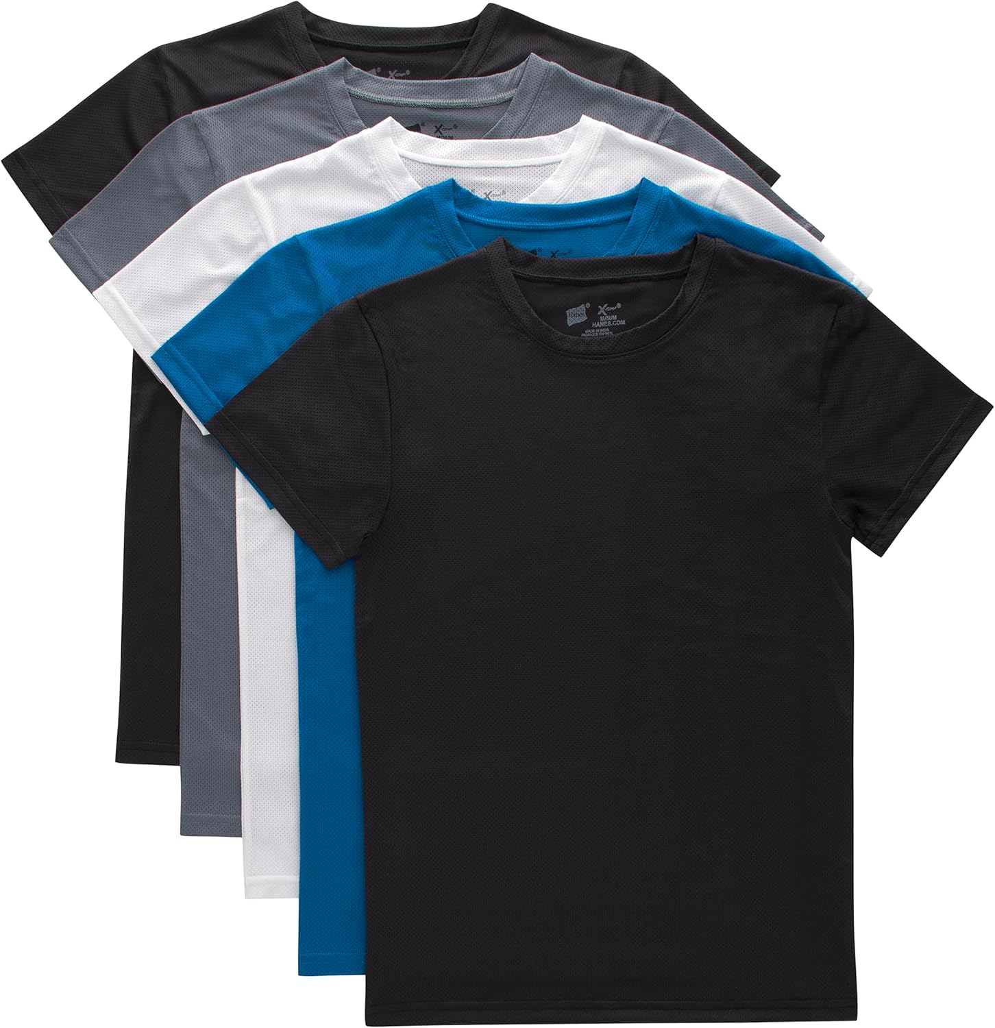 Hanes Boys’ Big Originals Performance Mesh Tween T-Shirt Pack, Stretch Undershirts, 5-Pack