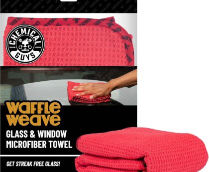 Chemical Guys Waffle Weave Red Microfiber Drying Towel – 24″ x 16″, 70/30 Blend Microfiber Towel with Silk Edging for Scratch-Free Car Drying, Ultra Absorbent and Safe for All Surfaces