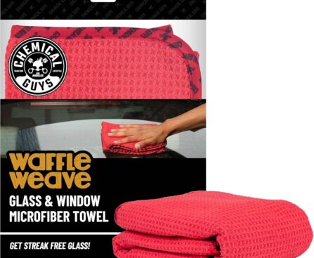 Chemical Guys Waffle Weave Red Microfiber Drying Towel – 24″ x 16″, 70/30 Blend Microfiber Towel with Silk Edging for Scratch-Free Car Drying, Ultra Absorbent and Safe for All Surfaces