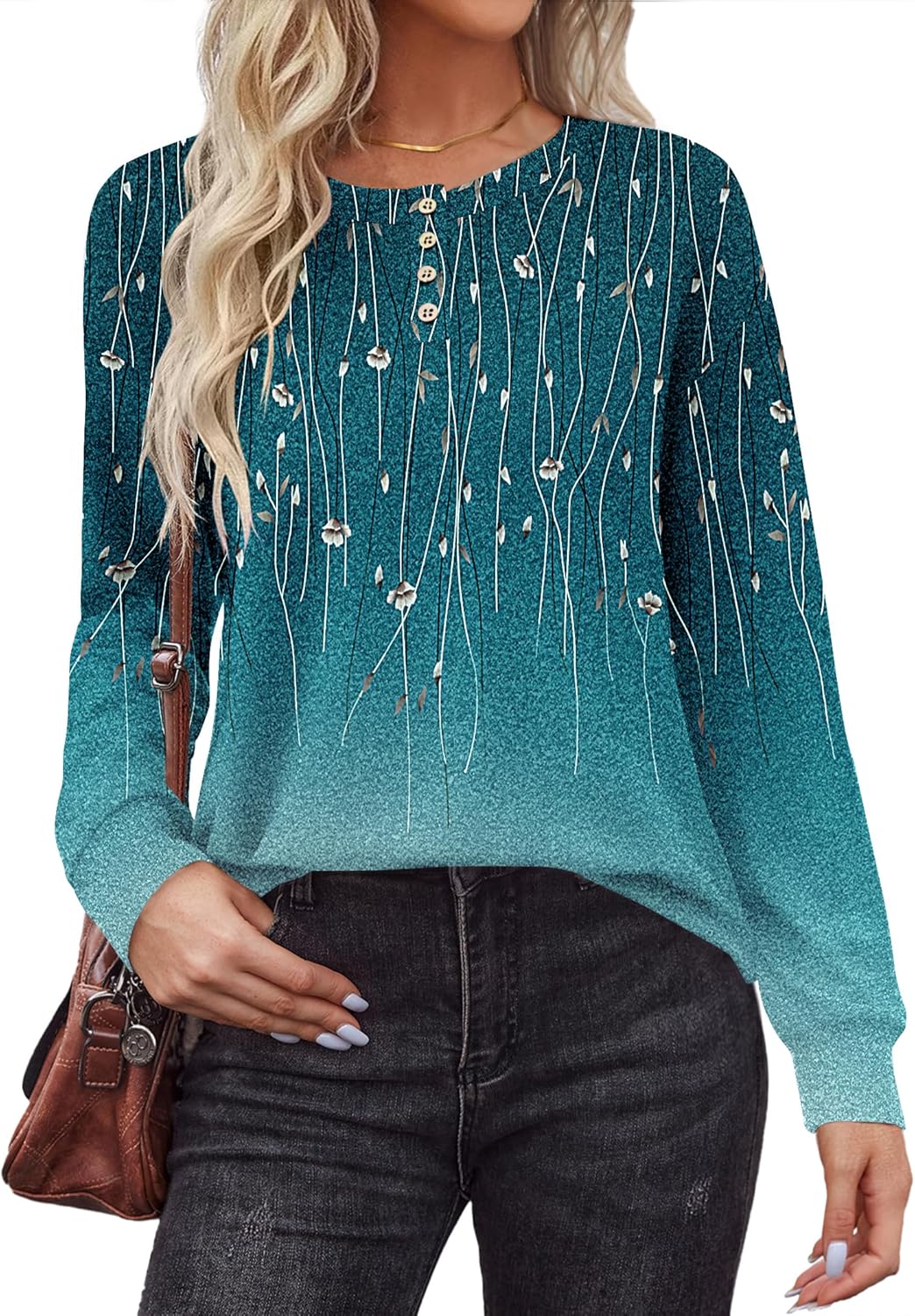 Zeagoo Long Sleeve Shirts for Women Henley T Shirts Loose Fit Tunics Dressy Casual Work Blouses Fall Fashion Tops