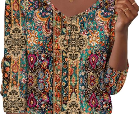 Zeagoo Women Tops Loose Fit Long Sleeve V Neck T Shirts Business Casual Blouses Dressy Fall Fashion Work Clothes