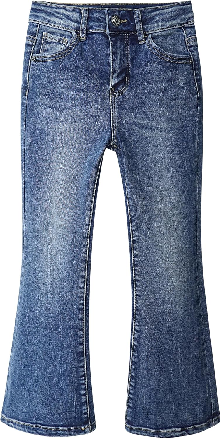 KIDSCOOL SPACE Girls Jeans, 18M-14T Wide Size Range Bell-Bottomed Micro Flared Stretchy Denim Pants